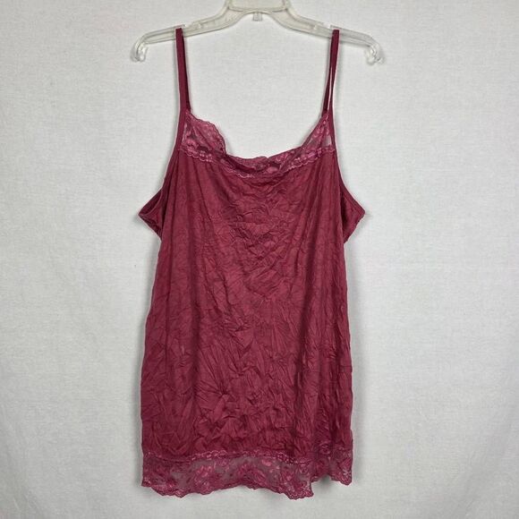 Maurices 3 Burgundy Lace Trim Slip Cami Top - Picture 2 of 8